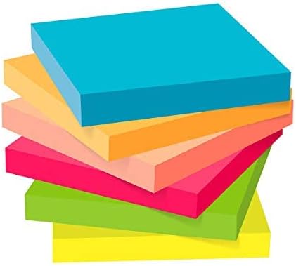 (12 Pack) ZCZN Sticky Notes 3x3 Inches, 1200 Sheets 6 Bright Color Self-Stick Note Pads, Easy to Post for Office, Home, Meeting, School