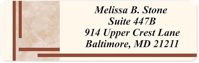 Brown Marble Designer Rolled Address Labels with Elegant Plastic Dispenser