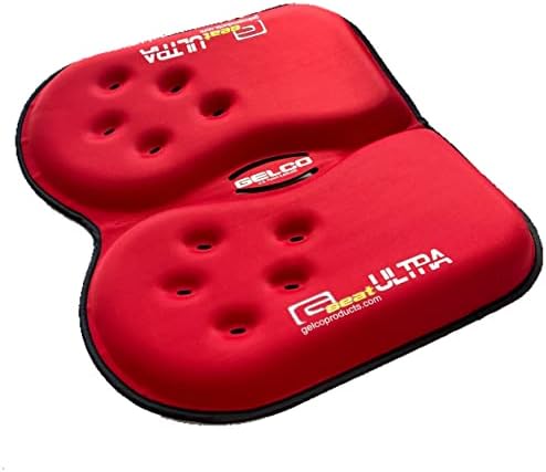 GSeat Ultra Orthopedic Gel and Foam Seat Cushion - for Coccyx, Back, Tailbone, Prostate, Postnatal, and Sciatica Pain/Discomfort - Office, Car, Chair, Travel (Cardinal Red)