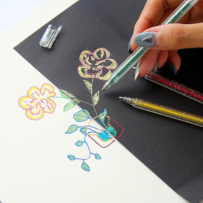 Grabie Capped Glitter Gel Pens 18 Colors, Metallic Vibrant Sparkle Gel Pens for Coloring, Color Pens for Adults,Colored Gel Pens for Adult Coloring Books and Drawing