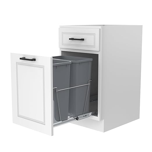 Double Pull-Out Trash Can for Under Kitchen Cabinets Include Double 35QT Trash Bin Doesn't Include Door Fittings, Bottom-Mount Recycling Bin