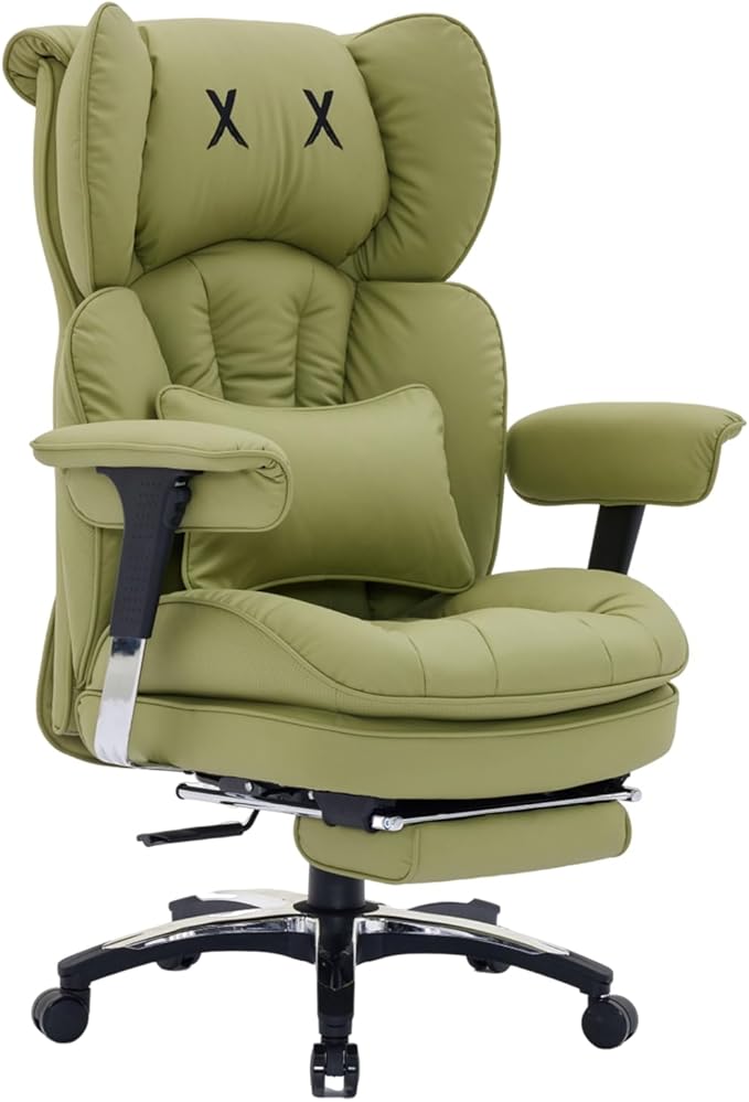 Efomao Big and Tall Office Chair with Footrest – High Back Computer Chair with Adjustable Armrests,Executive Office Chair with Wide Seat, Modern Desk Chair for Home Office, Gaming, or Study, Green
