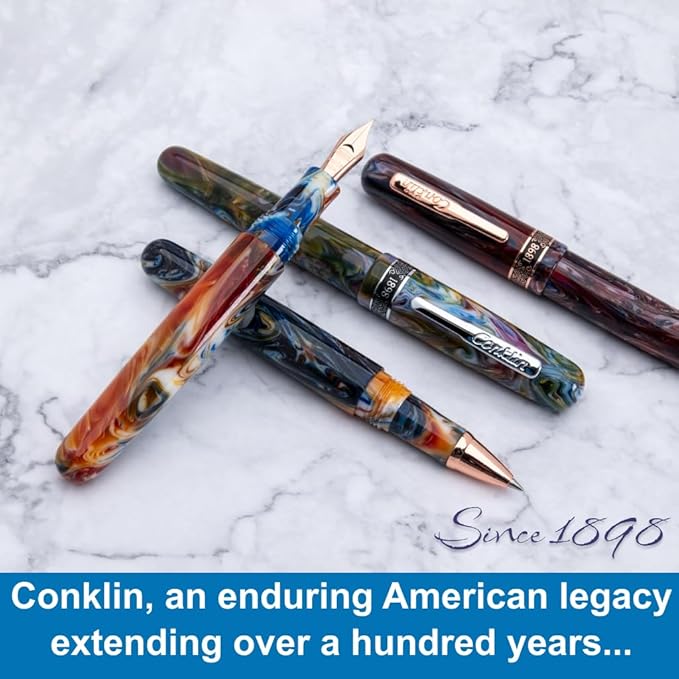Conklin 1898 Fountain Pen, Misto Green - Fine Nib | Luxury Writing Instrument with Unique Resin Blend | JoWo Stainless Steel Nib Made in Germany | Ideal Gift for Pen Lovers