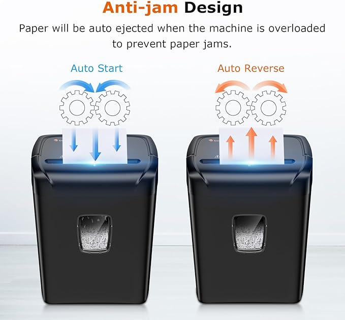 Bonsaii 12-Sheet Paper Shredder for Home Office Use, 10-Minute Cross Cut Shredder with 5.5 Gallons Bin, P-4 High Security Heavy Duty Office Shredder Shred CD/Credit Card
