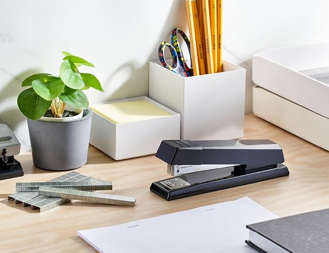 Bostitch Office Stapler, No-Jam Premium for Desktop, Includes 1,250 Staples, Full-Strip, 25 Sheet Capacity, Black