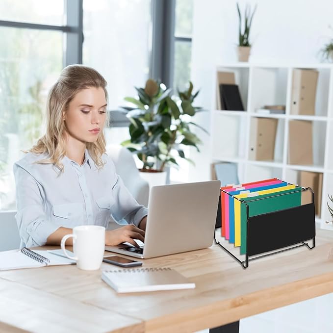 Cyan Blue Hanging File Folders,25 Packs Letter Size File Folder,Designed for Bulky Files,Filing Cabinet,1/5 Adjustable Tabs for Office,School,Home