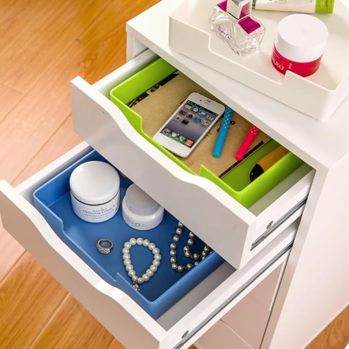 Desk Letter Tray, 2PCS A4 Size Plastic Stackable File Document Organizer, Office Desktop File Paper Holder, Book Storage Rack,Anti-Skid Stacking Support for Office Supplies (Blue)