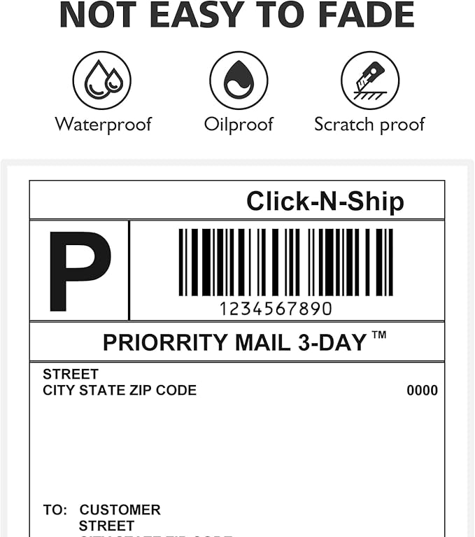 Fanfold 4'' x 6'' Direct Thermal Shipping Labels 300 Labels/Stack Compatible with Zebra Rollo Beeprt Printer Ultra Adhesive