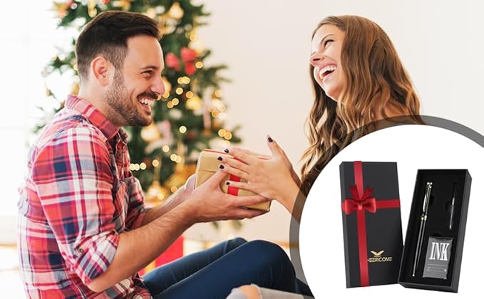 Cheericome Fountain Pen - Ink Pen for Smooth Writing - Exquisite Fountain pen gift set for Men & Women - Fountain Pen Fine Nib,Includes 10 Ink Cartridges and Ink Refill Converter - Black