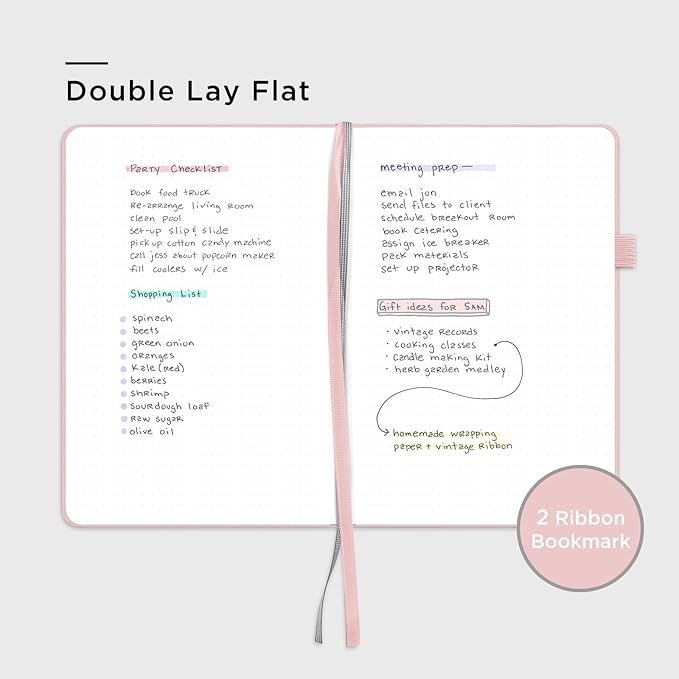 &And Per Se Dotted Journal Notebook for Women&Men with Pattern, A5 Leather Hardcover, 160 Pages 100GSM Thick Dotted Paper, 3 Sheets of Stickers Included(Blush)