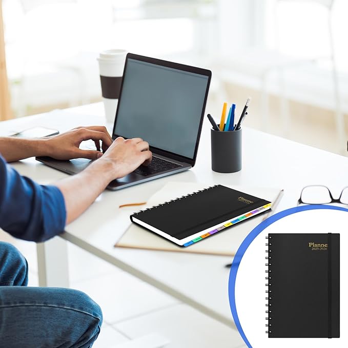 Daily Planner 2025-2026, July 2025 - December 2026, Yearly Monthly Weekly Daily Academic Calendar Planner, 18 Month with Tabs, Time Management Manual, 100GSM Thick Paper, A5 Size, Black