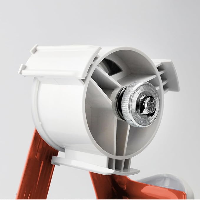 Heavy Duty Metal Frame Orange Packing Tape Dispenser 3 Inch Core with Special Ergonomic Handle, Tape Gun for Packing Boxes with Premium Tempered Steel Blade - for 3 inch Wide Roll