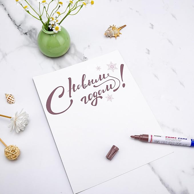 Brown Paint Markers, 8 Pack Oil-Based Waterproof Quick Dry Permanent Paint Pen Set for Rocks Painting, Wood, Fabric, Plastic, Canvas, Glass, Mugs, Metal, Tire, Stone, DIY Craft