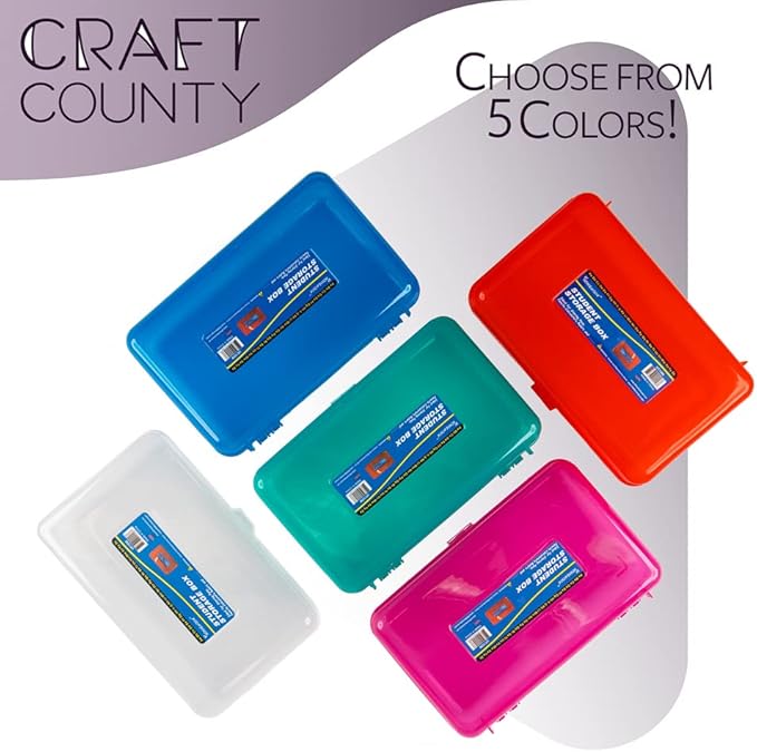 Craft County | Transparent Pencil Box | Colored Utility Box Storage Office Supplies Organizer | Blue