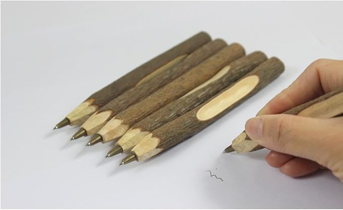 Handmade Wooden Ballpoint Pen Creative Original Ecological Wood Pen Long Style (about 6.7 inches, 17 cm) - 6 pcs