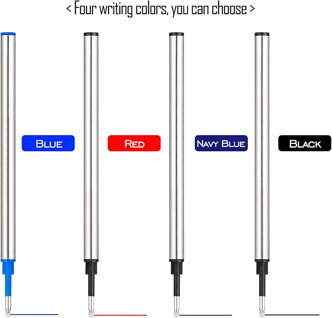 DunBong Rollerball Pen Refills, Roller Ball Fine Point 0.5mm, Red Ink Refill Pack of 5 - Replaceable Ballpoint Pen Refills Medium Point (Red)
