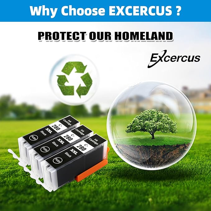 Compatible Ink Cartridge Replacement for for Canon pg280 bk PGI-280 PGI-280XXL BK Black Ink TankWorks for PIXMA TR7520 TR8520 TR8620 TS6120 TS6320 TS8220 TR8622 TS9120 Printers(3Pack)