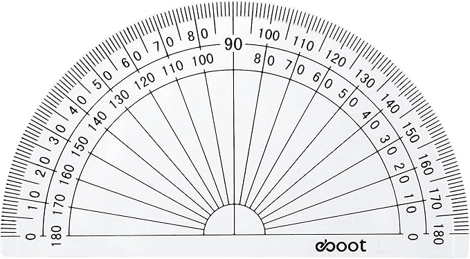 EBOOT 100 Pcs Math Protractors Plastic Protractor 180 Degrees, 4 Inches (Clear)