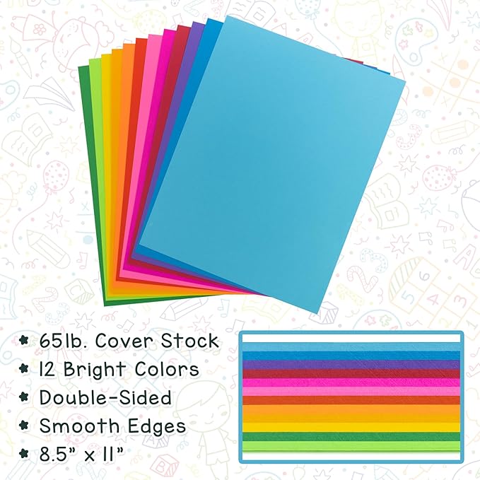 Hygloss Yellow Bright Colored Cardstock - 8.5x11-Inch, 90 Sheets, 65 lb/ 176 gsm, Fade-Resistant, Acid-Free Color Card Stock Paper