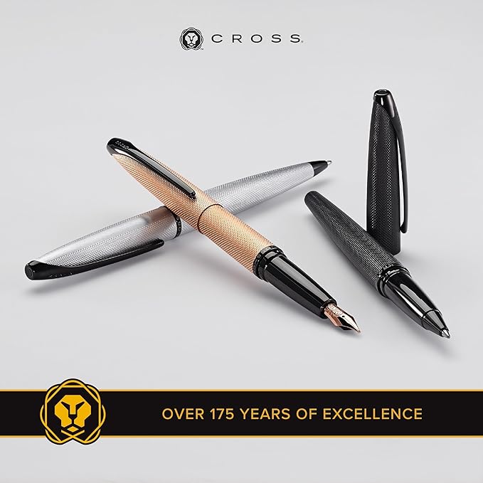 Cross ATX Refillable Rollerball Pen Presented in a Luxury Gift Box - Medium Point, Black Ink, Translucent Blue