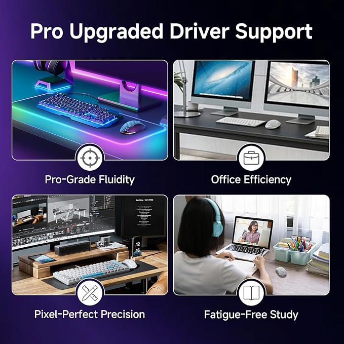 DIERYA M1 Wireless Gaming Mouse, 24000DPI, 180Hrs Battery, 16.8M RGB, 6 Programmable Buttons, Lightweight, Tri-Mode (2.4G/BT5.2/USB-C) for PC/Mac/Laptop - White