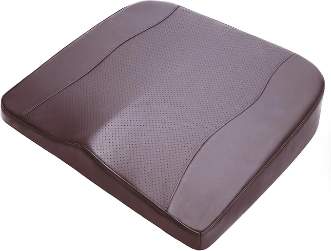 Car Seat Cushion, Comfort Memory Foam Car Cushions for Driving - Sciatica & Lower Back Pain Relief, Driver Seat Pillow for Auto, Office Chair, Wheelchair - Classic Brown
