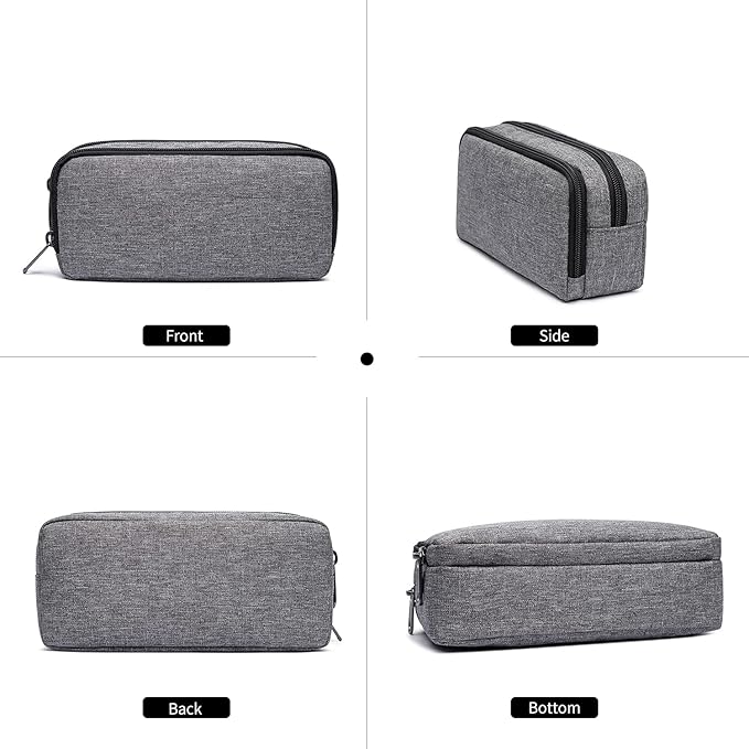 Big Capacity Pencil Pen Case Nylon Large Pencil Pouch Simple Stationery Bag Office Organizer Pen Bag for Men Women - Grey