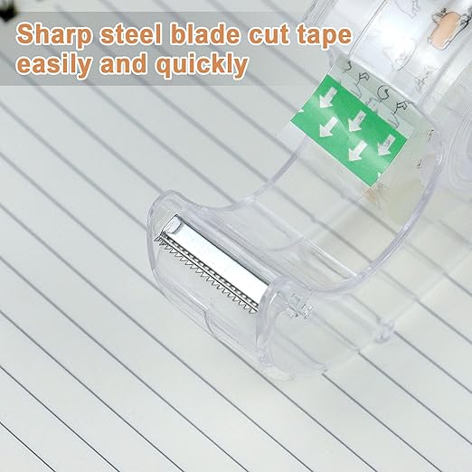 BOMEI PACK 12PACK Transparent Tape with Dispenser, Office Clear Tape Refill Rolls with Dispenser Bulk for DIY, Gift Wrapping, Repairing, Home and School, 3/4in x 1000in