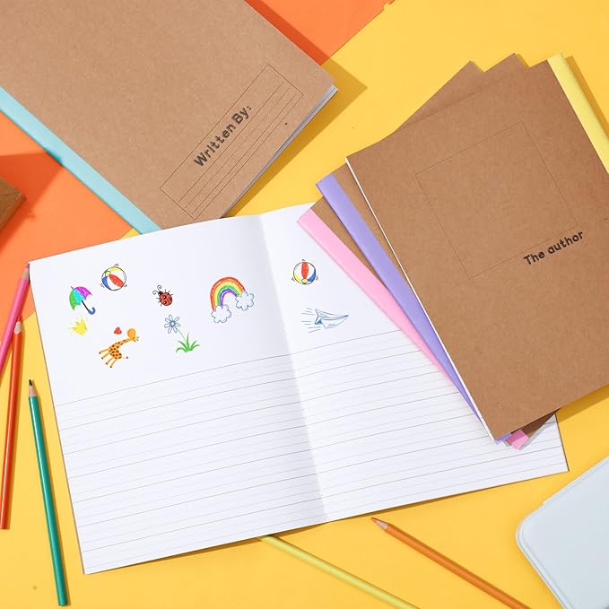 Henoyso 20 Pcs Primary Composition Notebook 9 3/4 x 7 1/2 Inch Kids Journal, Back to School Supplies, K-2 Primary Writing Notebook for Kids Student Draw and Write Story Journal (Macaron Color)