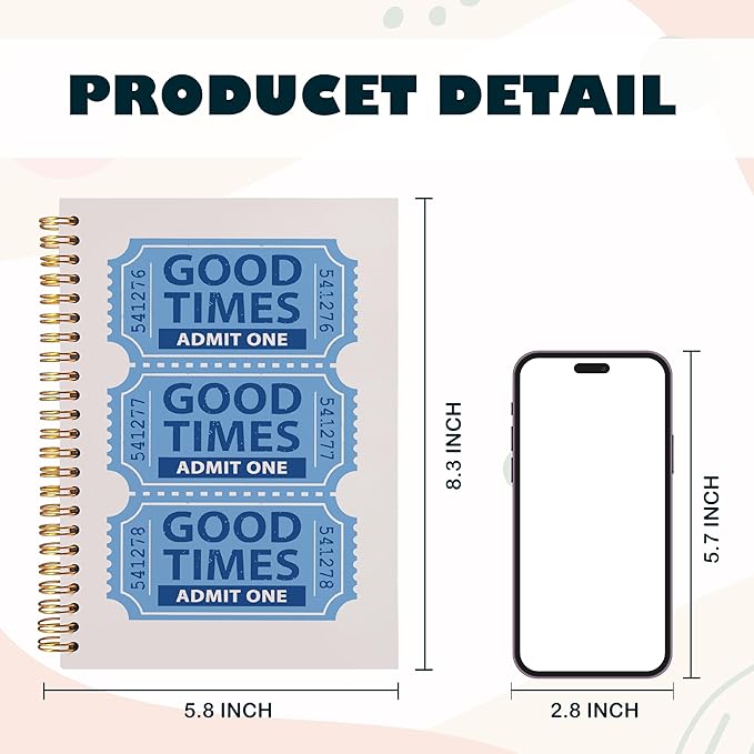 BearCake Funky Retro Y2K Blue Preppy Notebook, Good Times Ticket Preppy Journal, Blue Aesthetic Notebooks, Blue Office Supplies, Blue Desk Accessories, Hardcover Spiral Notebook 5.5x8.3