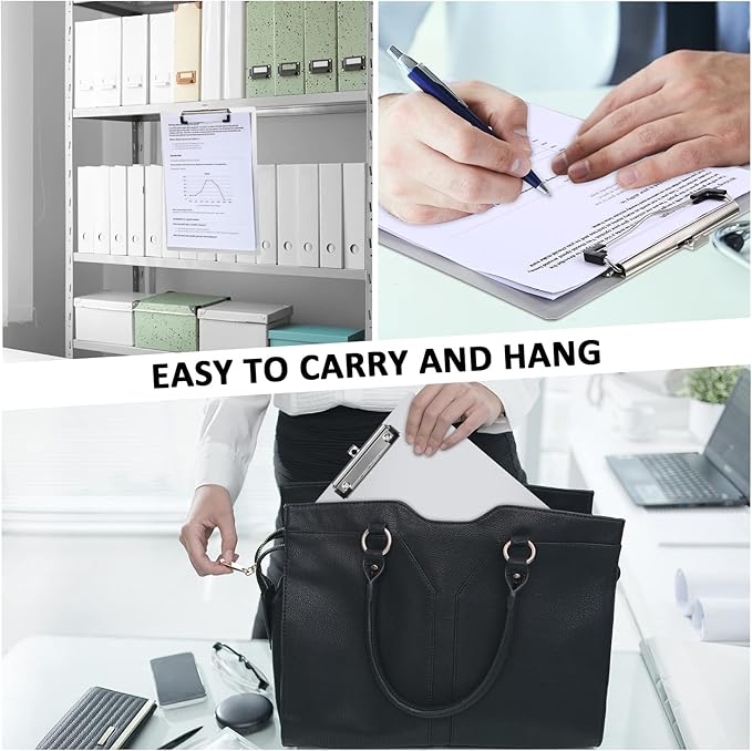 Epakh 4 Pieces Clipboard Bulks Metal Clipboard Aluminum Office Low Profile Clip Standard A4 Letter Size Metal Clip Board, Size 12.5 x 9 Inch