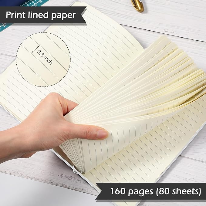 Honoson 20 Pack Lined Journal Notebooks A5 Hardcover Executive Notebook 5.5" x 8.3" PU Leather Wide Ruled Journals Bulk with Elastic Band for Home Business Office School Supplies(White)