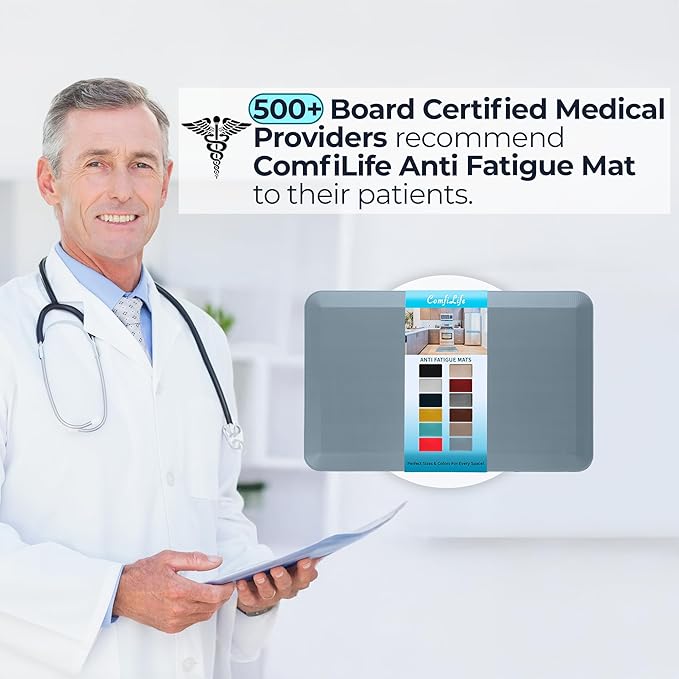 ComfiLife Anti Fatigue Floor Mat – 3/4 Inch Thick Perfect Kitchen Mat, Standing Desk Mat – Comfort at Home, Office, Garage – Durable – Stain Resistant – Non-Slip Bottom (20" x 32", Denim)