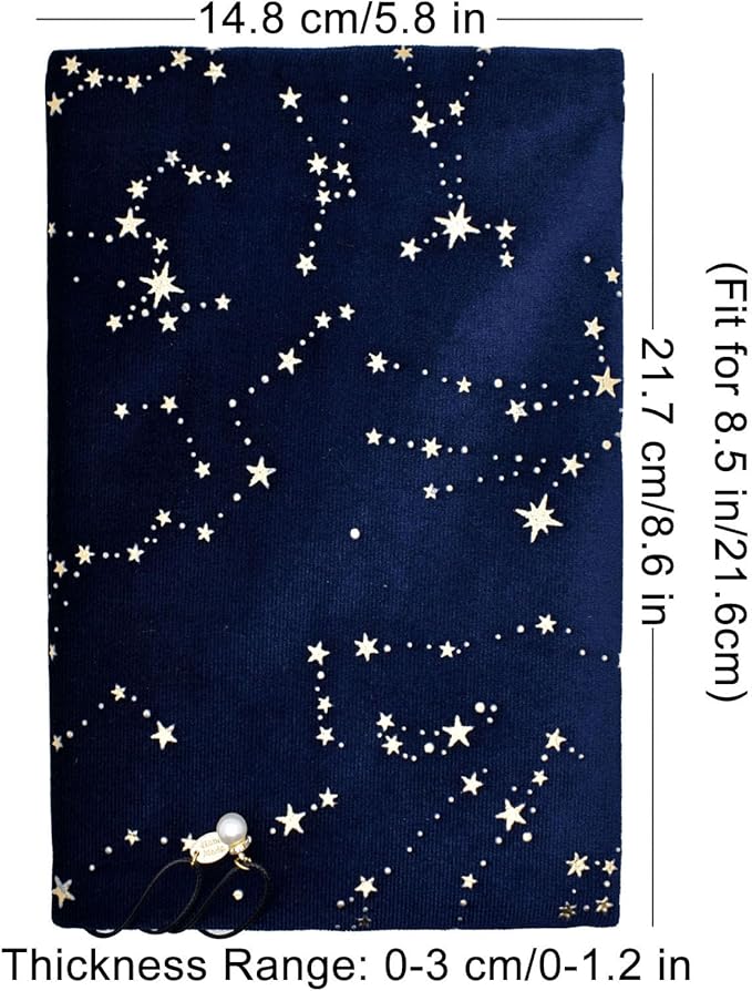 BLBMH Book Covers for Paperbacks Handmade Bookcover Fit for 5.5x8.5 inch Adjustable Fabric Softcover Protector for Women Book Lovers Gifts - Velvet Blue 8.5in