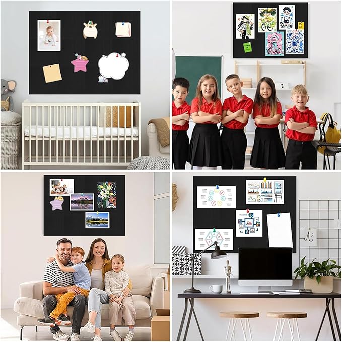 Cork Boards for Walls 48" x 36" Felt Board Alternative, 12 Pack Felt Wall Tiles Bulletin Board, Large Cork Board for Office Pin Board Tack Board Cork Boards