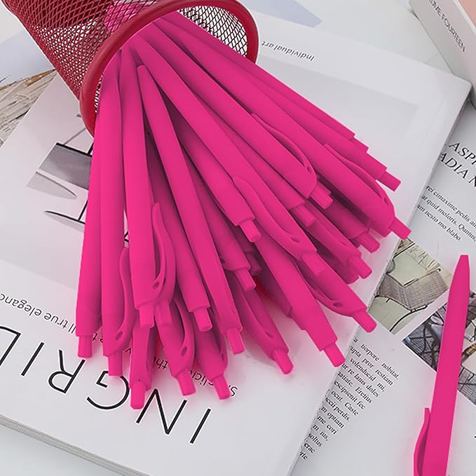 deegtran Pens Bulk, 200 Pack No Bleed Hot Pink Barrel Click Pens, Wholesale Retractable Ballpoint Pens, Pen Medium Point, Smooth Ink Pens, 1.0MM Black Ink