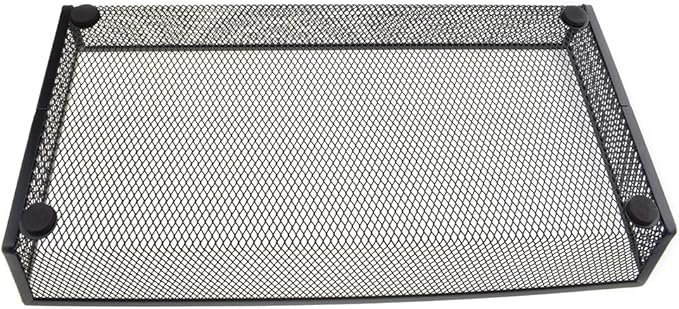 HAHIYO Stackable Mesh Tray Cup 12 x 6 x 2 inches Sturdy Container for Desk Drawer Organizer Collection for Home Office School kitchen Soft Foam Feet No Sharp Edges 1 Pack Black