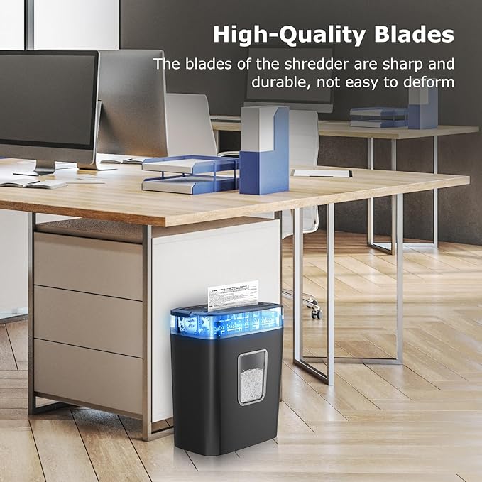 Bonsaii 6 Sheet High Security Micro Cut Paper Shredder, Credit Cards/Mail/Staples/Clips Shredder for Home Use with 4.2 Gallon Bin (C261-D)