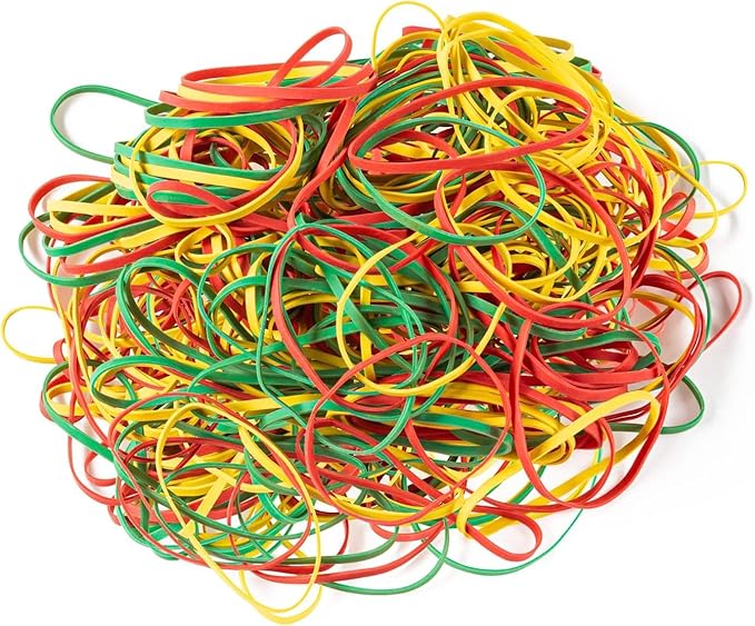 High Quality Rubber Bands Size 33, 1/2 lb (300) Thick Colored Rubber Bands