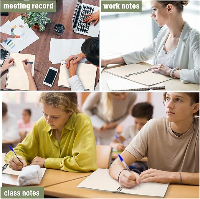 Glenmal 6 Pcs Spiral Notebook for Work A4 8.5 x 11'' College Ruled Spiral Journal Notebook Kraft Cover Ruled Paper, 120 Sheets 240 Pages for Office Study Supplies(Morandi Colors)