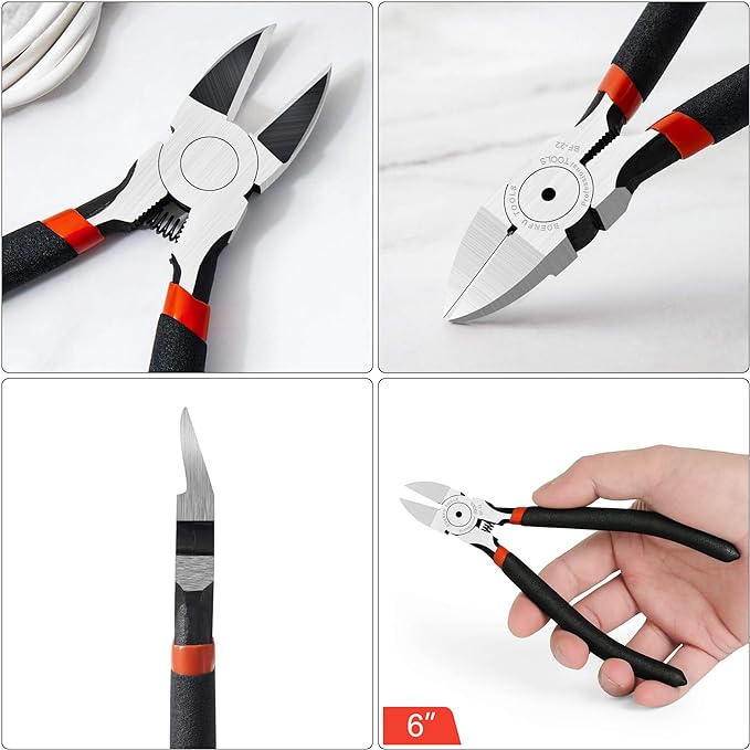 BOENFU Wire Cutters Heavy Duty 5 Pack Side Cutters 6 Inches Wire Snips Flush Cut Pliers Metal Cutting Tool for Crafting, Floral, Artificial Flowers, Chicken Wire, Electrical