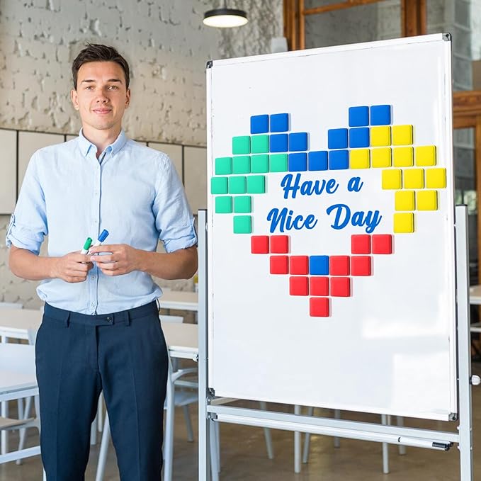 EAONE 48 Pack Dry Erase Eraser, Magnetic Whiteboard Cleaner Mini Chalkboard Cleansers for Classroom, School, Office, Home (4 Color Assorted, 1.97 x 1.97 Inch)