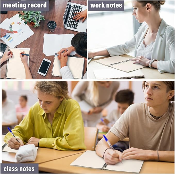 Fuutreo 12 Pcs Spiral Notebook for Work A5 8.3 x 5.7 Inch College Ruled Spiral Journal Notebook Kraft Cover Ruled Paper, 12 Color, 60 Sheets, 120 Pages for Office School(Macaron Color)