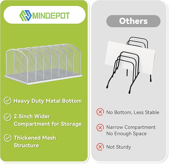 Desk File Organizer Vertical 7 Sections Mesh File Sorter Paper Storage Organizer for Desk, Office Organization File Holder Rack, Silver