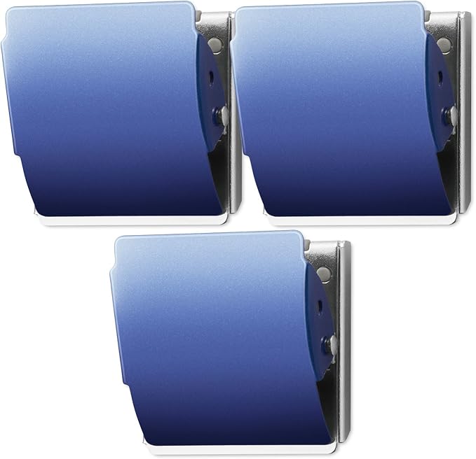Extra Strong Magnetic Clips for Refrigerator and More, Large Blue, 3-Pack