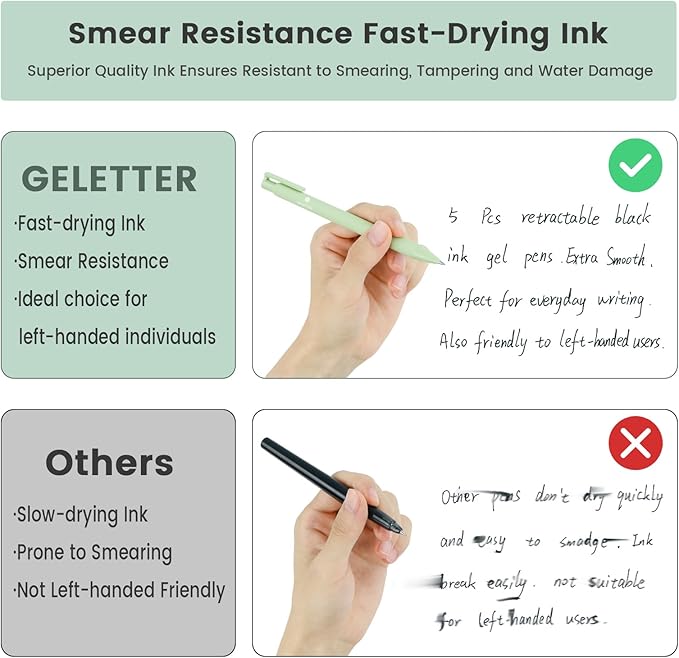 Gel Pens, 7Pcs 0.5mm Black Fine Point Pens, Retractable Built-in Sturdy Clip, Quick-Dry Ink, Ideal Gift for Journaling and Note-Taking Enthusiasts, Free Sticky Notes (Macaron)