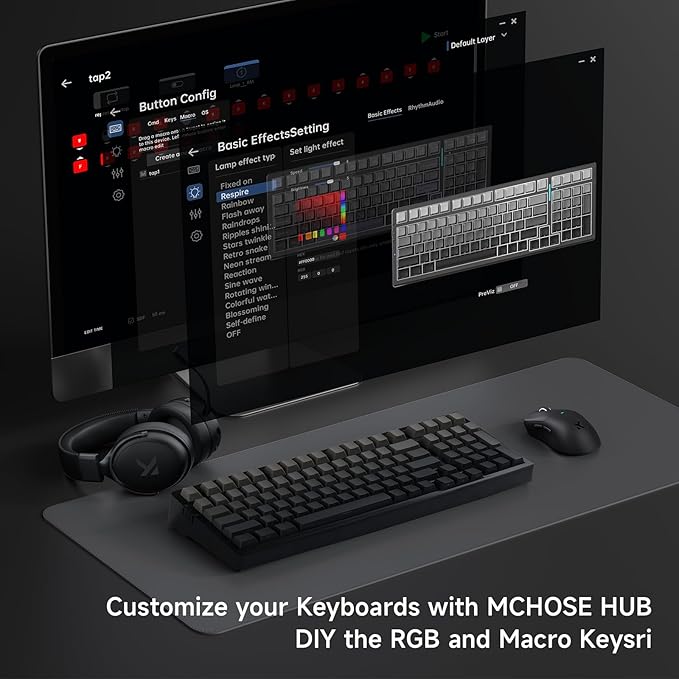 G98 PRO Wireless Mechanical Keyboard, Tri-Mode Connection Gaming Keyboard, Hot Swappable Custom Gasket Structure Pre-lubed Linear Switches Double Shot PBT Keycaps RGB LED Backlit Gradient Black