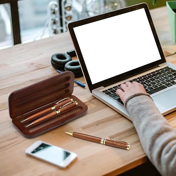 Cool Wooden Pens with Pen Box Gift for Mom Mother In Law Christmas Gifts for Mother's Day Gift Birthday Ideas Cute Engraved Pens Unique Presents for New Mom from Daughter Son
