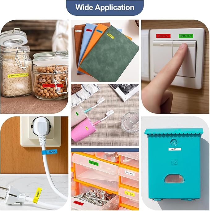 Compatible with Brother Label Tape TZe TZ Tape 6mm 0.23" TZe-111 TZe-211 TZe-411 TZe-511 TZe-611 TZe-711 Laminated Tape Work for P Touch PT-D210 PT-H110 PTD400 PTD600 PT1280 PTP300BT, 6-Pack