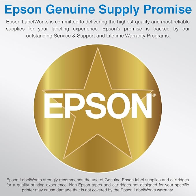 Epson LABELWORKS 218WMNPX Genuine PET (Polyester) Tape Cartridge - White on Matte Navy Designer Craft Label Maker Tape - 3/4" (18MM) Wide, 26'